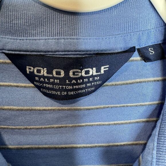 Polo Golf Ralph Lauren Polo Shirt Mens S Blue Striped Short Sleeve Pima Cotton - Picture 7 of 9